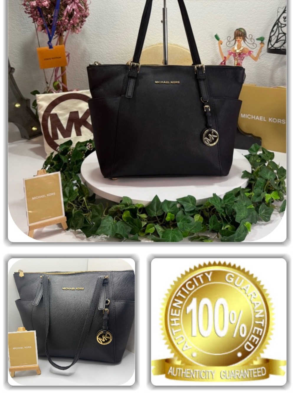 REGAL MICHAEL KORS BLACK SAFFIANO LEATHER LARGE HANDBAG! (W/FOB)